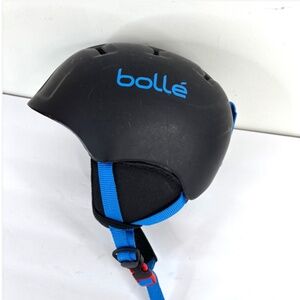 Bolle Kids XS Ski Helmet Black Blue Adjustable Goggle Clip Skiing Snowboarding